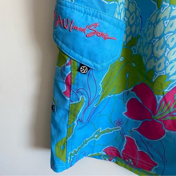 MAUI & SONS Blue Hawaiian Floral Swim Trunks Shorts Men’s 36 - Picture 6 of 11